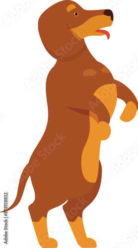 Illustration of a brown dachshund standing on its hind legs
