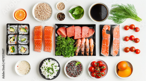 flat lay photo set of sushi...