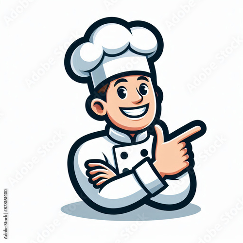 A chef mascot cartoon illustration in white background