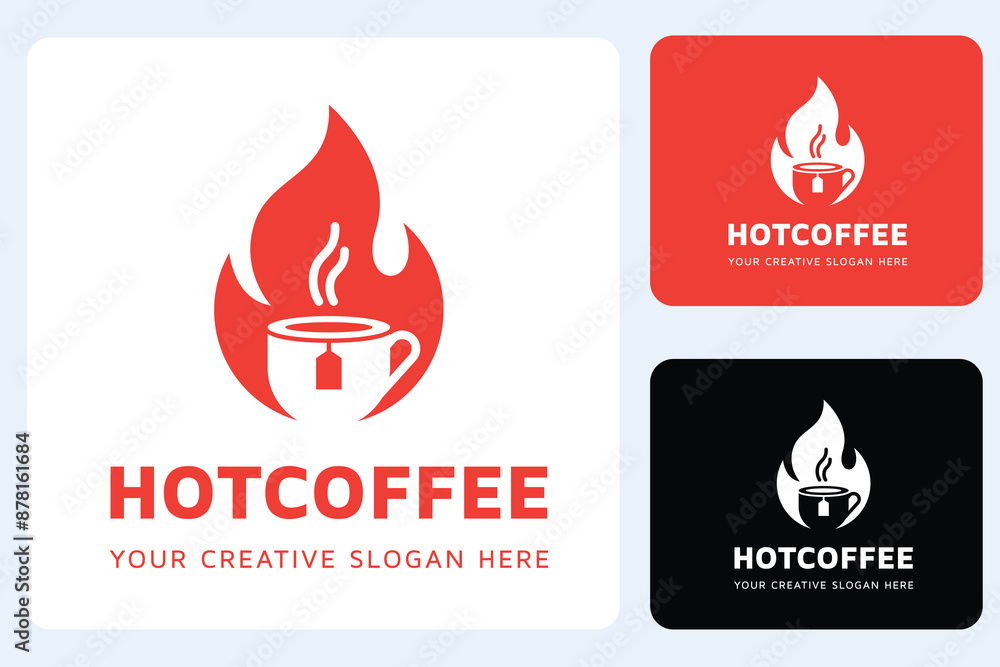 Fire Hot Coffee Logo Design Template Fire Hot Coffee Logo Design Template