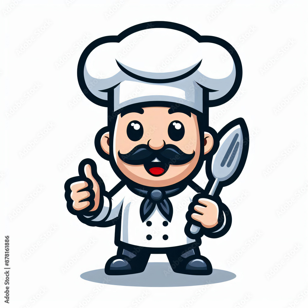 A chef mascot cartoon illustration in white background A chef mascot cartoon illustration in white background