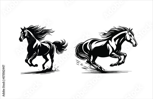 Running horse vector silhouette illustration logo