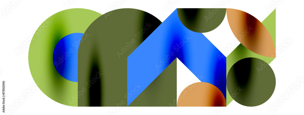 Metal color circles with shadows and other geometric elements composition for wallpaper, banner, background or landing Metal color circles with shadows and other geometric elements composition for wallpaper, banner, background or landing