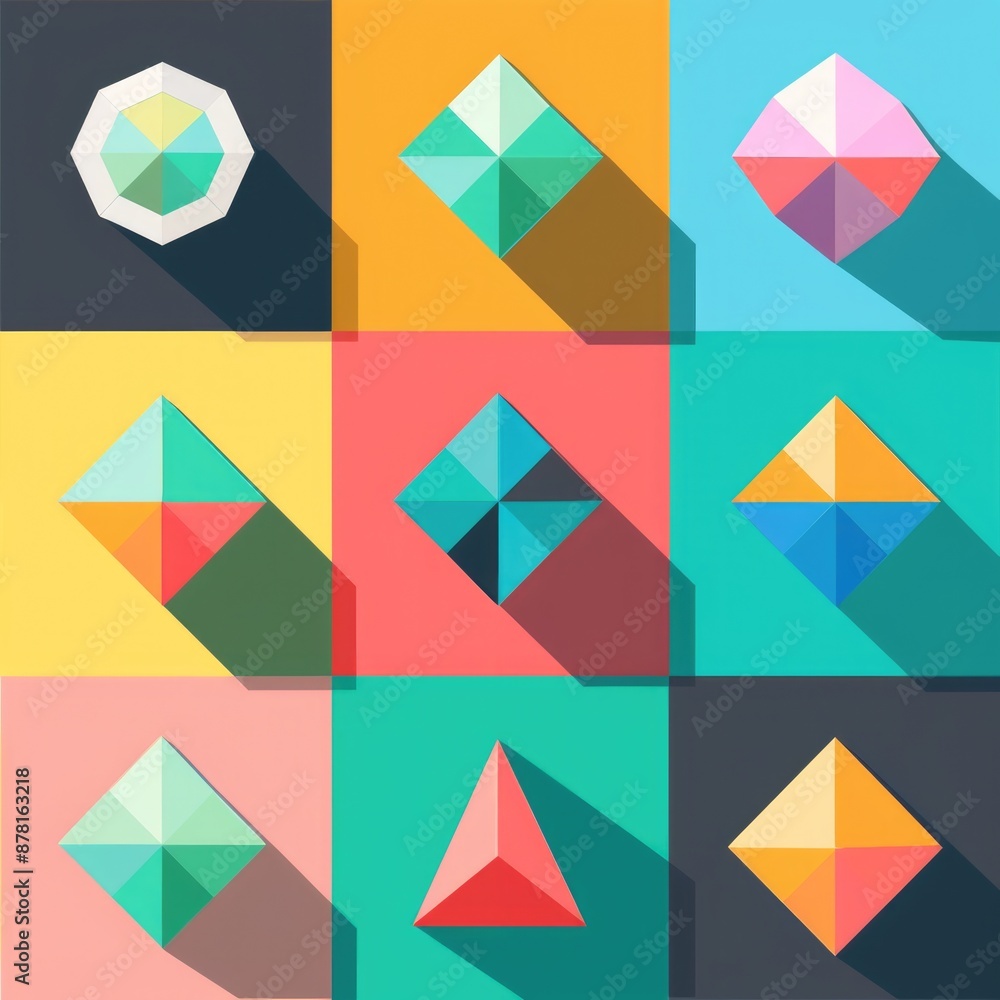 Distinguish: Geometry Icons with Polygon Shapes and Flat Graphic Illustration Distinguish: Geometry Icons with Polygon Shapes and Flat Graphic Illustration