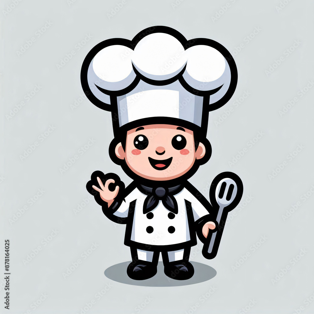 A chef mascot cartoon illustration in white background A chef mascot cartoon illustration in white background