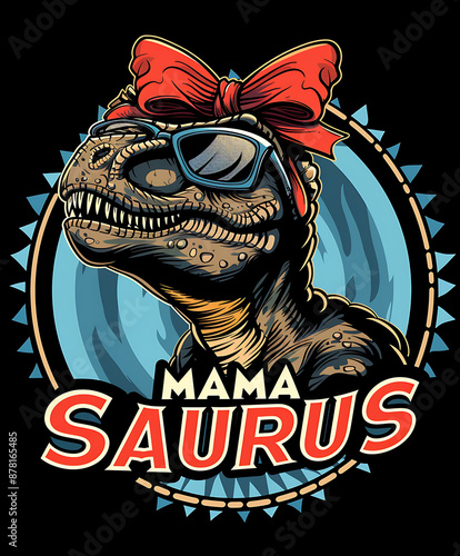 Mama saurus: Strong, Tall, Brave, and Powerful Tyrannosaurus Graphic Design photo