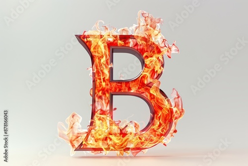 The letter B is made of fire and is on a white background photo