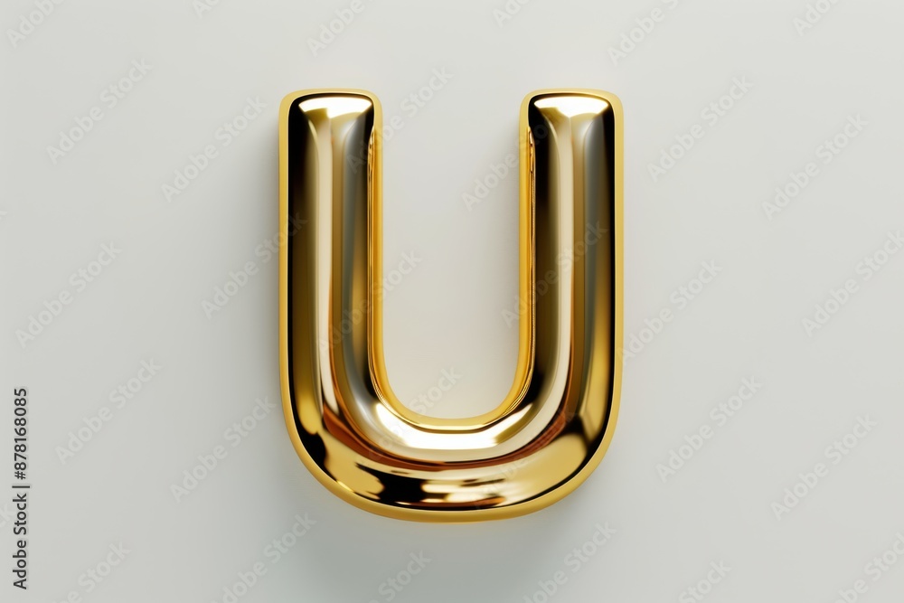 The uppercase letter U is made of white and gold The uppercase letter U is made of white and gold