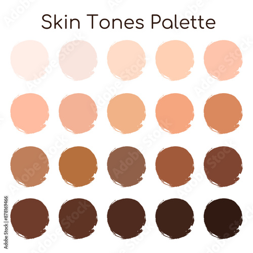 Human skin tone color palette set isolated on white background. Vector