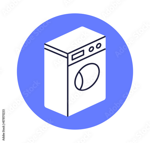 Washing machine, circle icon. Laundry appliance, household, washer and dryer,...