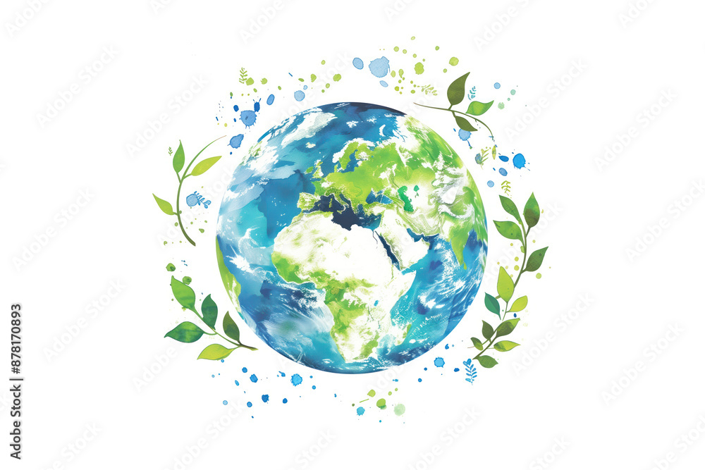 A globe with leaves symbolizing environmental responsibility. A globe with leaves symbolizing environmental responsibility.