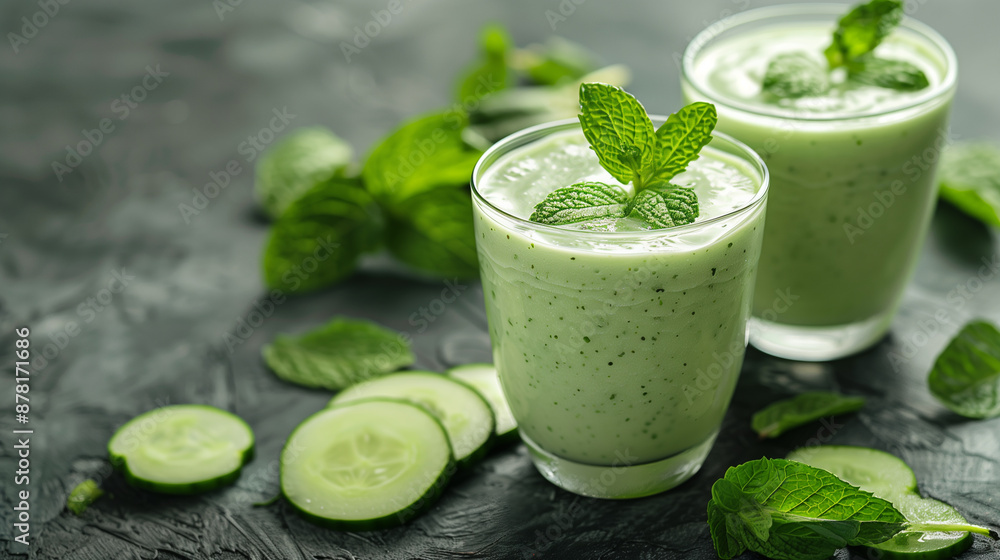 Refreshing Cucumber Mint Smoothie, Vibrant and Fresh Refreshing Cucumber Mint Smoothie, Vibrant and Fresh