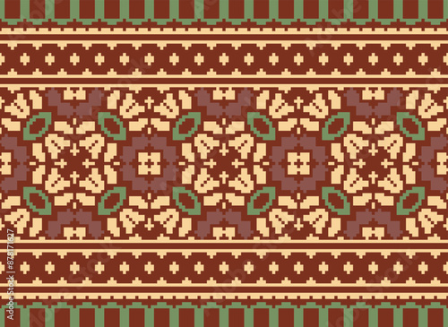 Geometric ethnic oriental seamless pattern traditional Design for background,carpet,wallpaper.clothing,wrapping,Batik fabric,Vector illustration.embroidery style - Sadu, sadou,