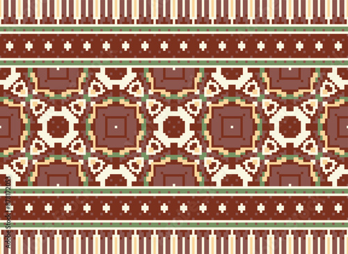 Geometric ethnic oriental seamless pattern traditional Design for background,carpet,wallpaper.clothing,wrapping,Batik fabric,Vector illustration.embroidery style - Sadu, sadou,