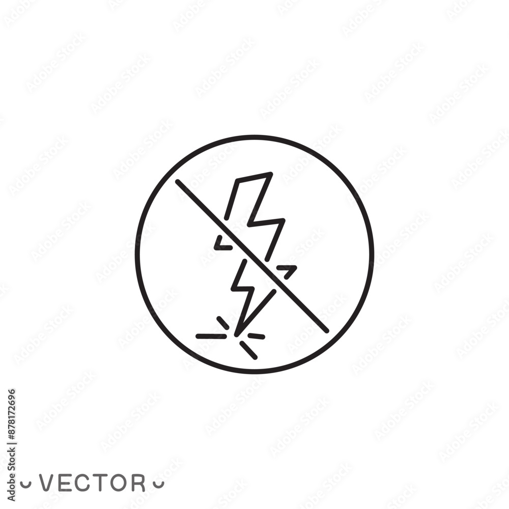 anti static icon, safety from electricity, remove surface charge, thin line symbol isolated on white background, editable stroke eps 10 vector illustration anti static icon, safety from electricity, remove surface charge, thin line symbol isolated on white background, editable stroke eps 10 vector illustration