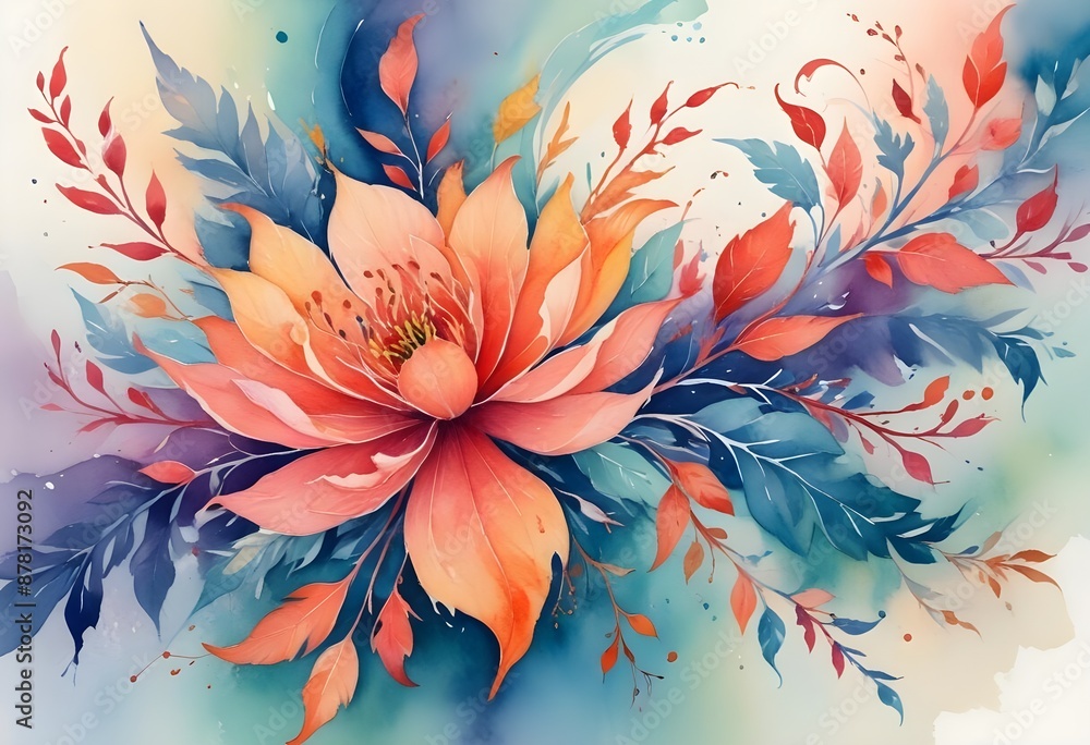 Fototapeta premium abstract flower plant watercolor
