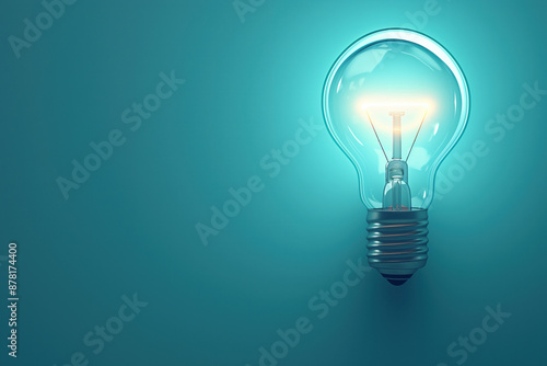 Glowing light bulb on a blue background
