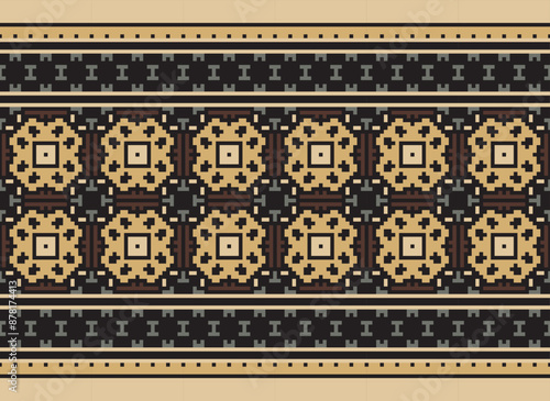 Geometric ethnic oriental seamless pattern traditional Design for background,carpet,wallpaper.clothing,wrapping,Batik fabric,Vector illustration.embroidery style - Sadu, sadou,