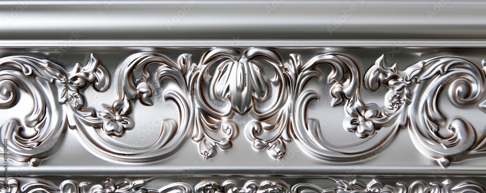 Luxurious silver frame with detailed floral embellishments Luxurious silver frame with detailed floral embellishments
