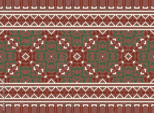Geometric ethnic oriental seamless pattern traditional Design for background,carpet,wallpaper.clothing,wrapping,Batik fabric,Vector illustration.embroidery style - Sadu, sadou,