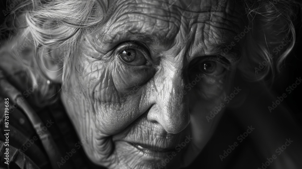 Reflective Elderly Woman Contemplates Life's Journey Reflective Elderly Woman Contemplates Life's Journey