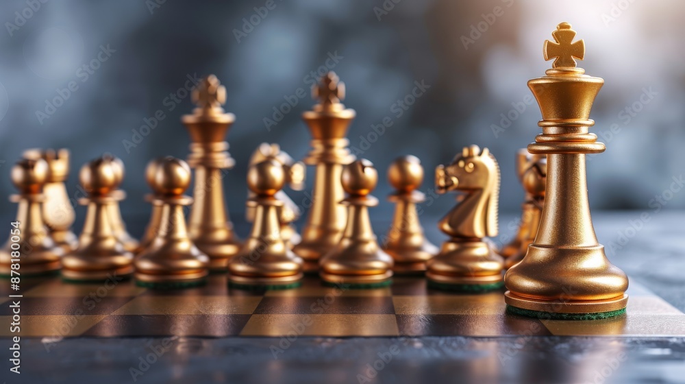 A golden chessboard with coins as pieces A golden chessboard with coins as pieces