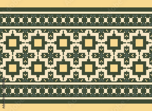 Pixel Geometric traditional ethnic pattern Ikat seamless pattern border abstract design for fabric print cloth dress carpet curtains and sarong Aztec African Indian Indonesian