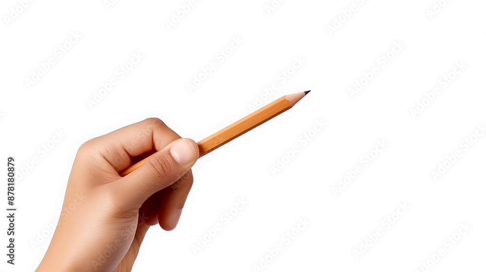 A hand holding a pencil isolated on white A hand holding a pencil isolated on white