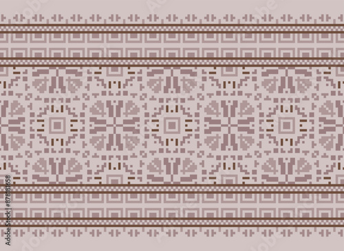 Pixel Geometric traditional ethnic pattern Ikat seamless pattern border abstract design for fabric print cloth dress carpet curtains and sarong Aztec African Indian Indonesian