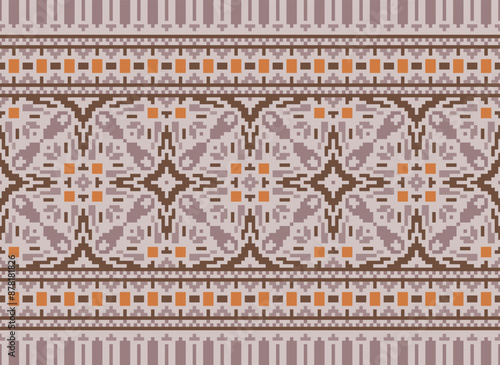 Pixel Geometric traditional ethnic pattern Ikat seamless pattern border abstract design for fabric print cloth dress carpet curtains and sarong Aztec African Indian Indonesian