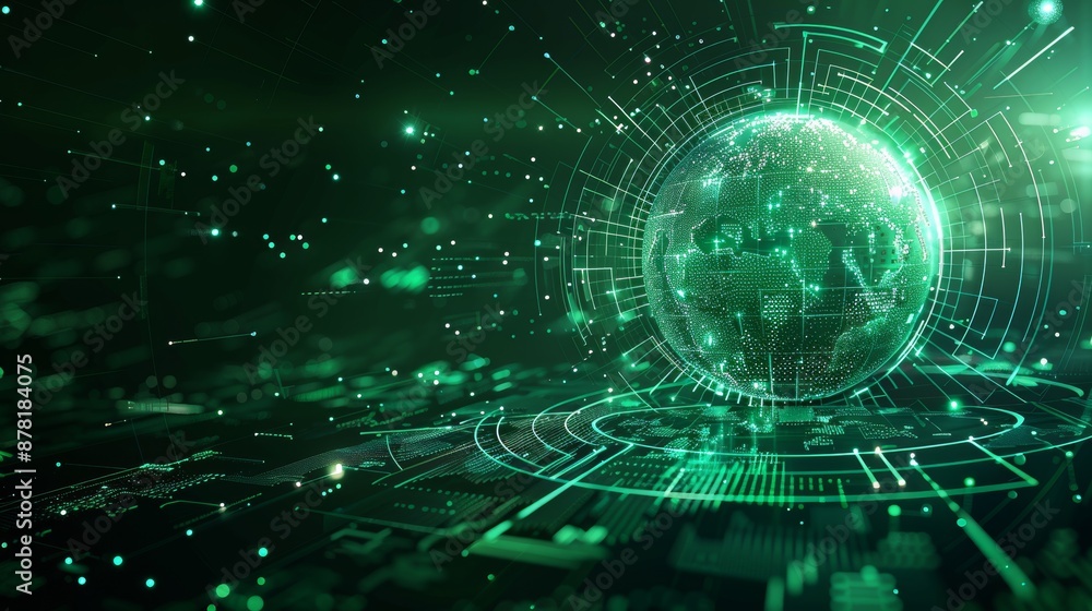 A futuristic green illustration of a digital globe with encryption algorithms swirling around it, symbolizing global data security. A futuristic green illustration of a digital globe with encryption algorithms swirling around it, symbolizing global data security.