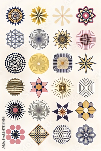 abstract vector illustration, seamless patterns set with different shapes