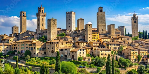 Historic medieval town with well-preserved towers and buildings in San Gimignano, Italy, Altstadt, San Gimignano, Italy