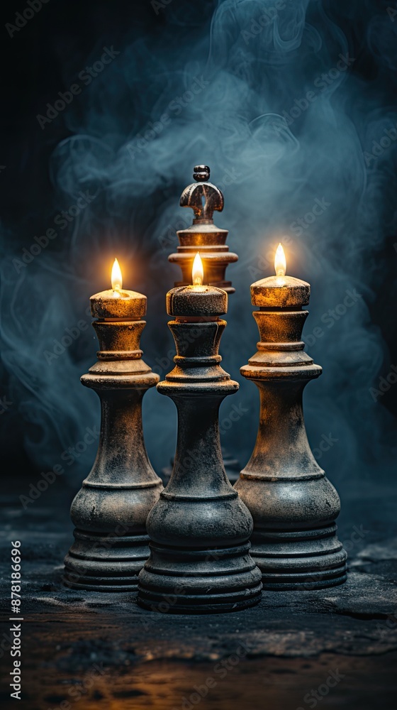 a game of chess with the light behind it