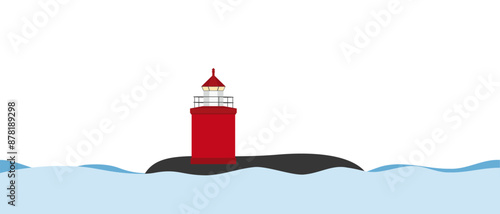 Lighthouse on an island, in wavy ocean