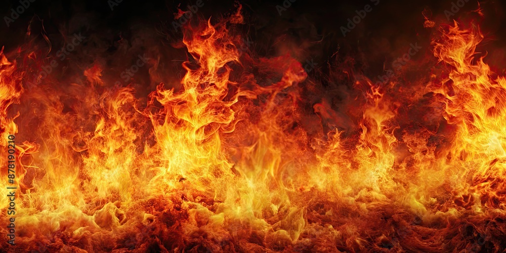 Fiery inferno depicting the concept of hell, flames, devil, underworld, torment, sin, punishment, afterlife, darkness, suffering Fiery inferno depicting the concept of hell, flames, devil, underworld, torment, sin, punishment, afterlife, darkness, suffering