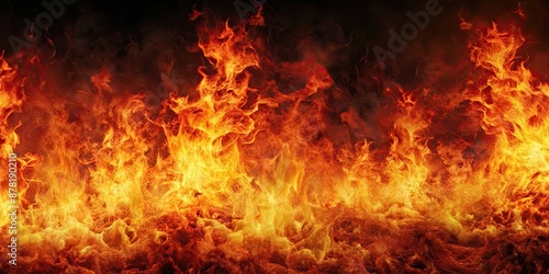 Fiery inferno depicting the concept of hell, flames, devil, underworld, torment, sin, punishment, afterlife, darkness, suffering