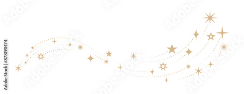 Christmas border. Gold star banner. Shooting star