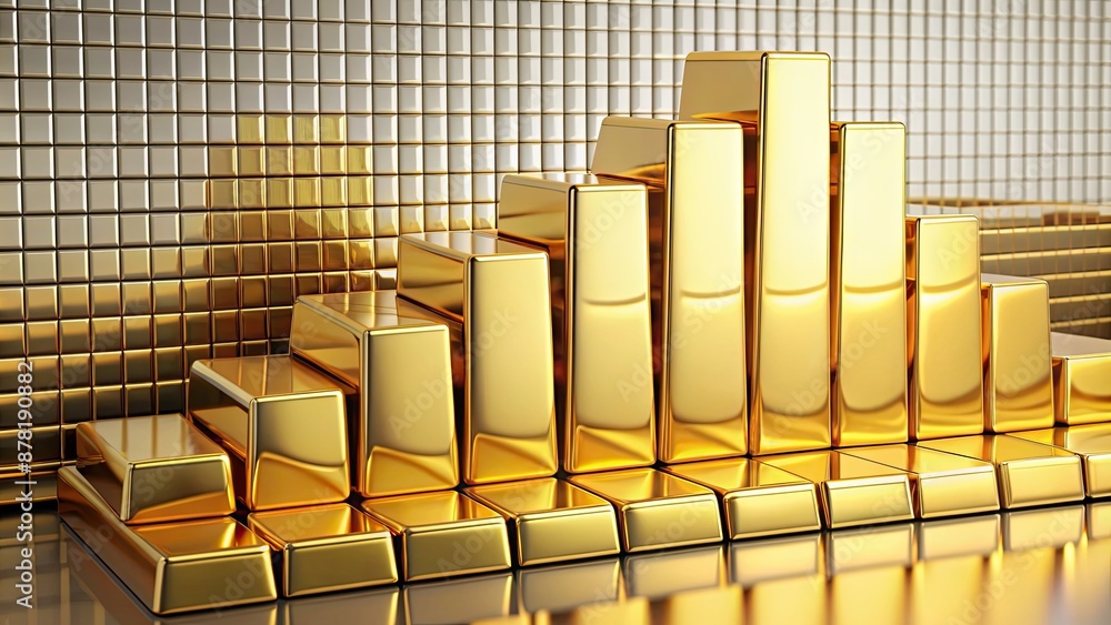 Gold bullion bars graph showcasing safe haven investment, gold, bullion bars, chart, safe haven, investment, finance Gold bullion bars graph showcasing safe haven investment, gold, bullion bars, chart, safe haven, investment, finance