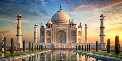 Architectural visualization of the Taj Mahal in stunning detail, Taj Mahal, architecture, India, landmark, monument photo