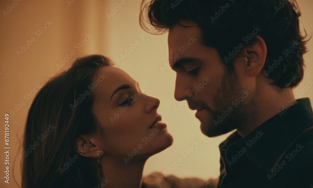 Beautiful young lovers couple man and woman look at each other. Real love concept. Generative AI Beautiful young lovers couple man and woman look at each other. Real love concept. Generative AI
