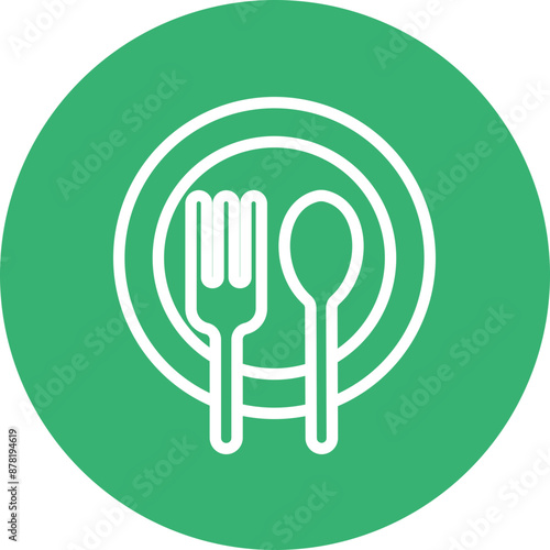 Disposable tableware Vector Line White Circles Multicolors