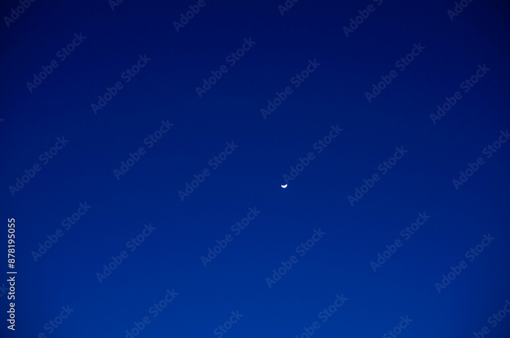 night blue sky and small crescent moon night blue sky and small crescent moon