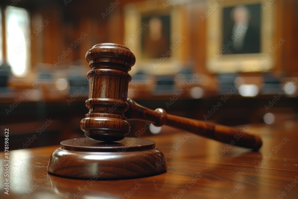 A close-up of a wooden gavel placed on a judge's desk in a courtroom, symbolizing law, justice, and legal proceedings with a blurred background conveying the solemnity of the judicial system A close-up of a wooden gavel placed on a judge's desk in a courtroom, symbolizing law, justice, and legal proceedings with a blurred background conveying the solemnity of the judicial system