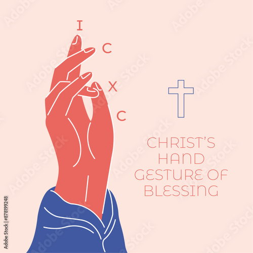 Jesus hand gesture of blessing forming the shapes of His initials ICXC