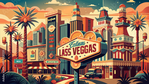 Retro-style vector poster of Las Vegas