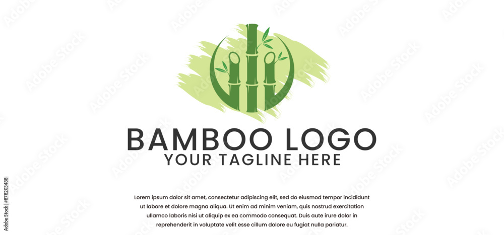 minimalist bamboo logo design in green on a white background minimalist bamboo logo design in green on a white background