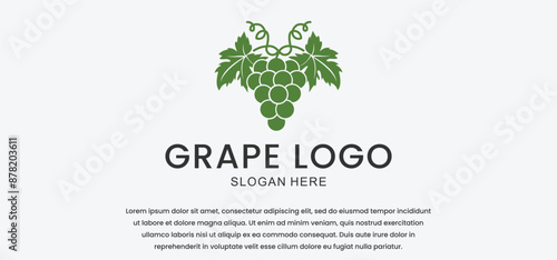 The grape vector logo is suitable for fruit shops and farms with a modern minimalist style