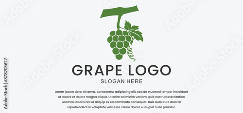The grape vector logo is suitable for fruit shops and farms with a modern minimalist style