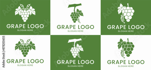 The grape vector logo is suitable for fruit shops and farms with a modern minimalist style